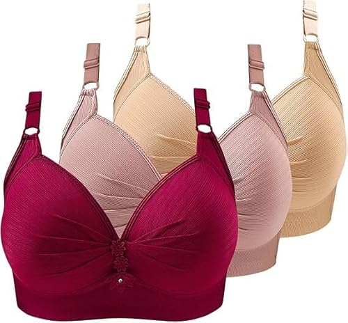ZWDC 3er Pack BHS Damen Ohne Buegel Vollschalen Bequem Guter Halt Große Brüste Wirefree Super Push Up BH Gegen Hängebrust Brüste Klassische-BH Minimizer Bra von ZWDC