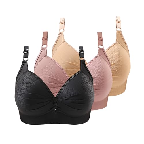 ZWDC 3er Pack BH Damen Ohne Buegel Vollschalen Bequem Guter Halt Große Brüste Wirefree Bra Super Push Up BH Gegen Hängebrust Brüste Klassische BHS Minimizer Bra von ZWDC