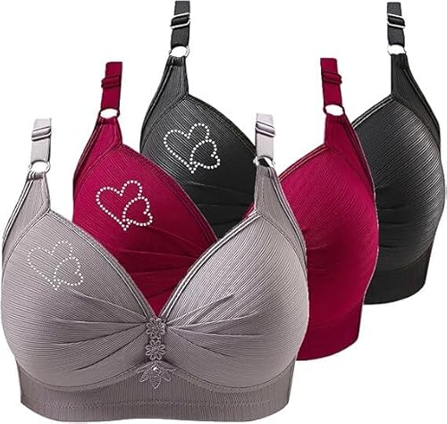 ZWDC 3er Pack BHS Damen Ohne Buegel Vollschalen Bequem Guter Halt Große Brüste Wirefree Super Push Up BH Gegen Hängebrust Brüste Klassische-BH Minimizer Bra von ZWDC