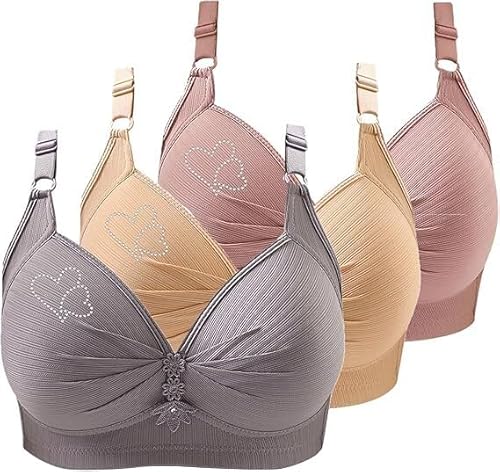 ZWDC 3er Pack BHS Damen Ohne Buegel Vollschalen Bequem Guter Halt Große Brüste Wirefree Super Push Up BH Gegen Hängebrust Brüste Klassische-BH Minimizer Bra von ZWDC