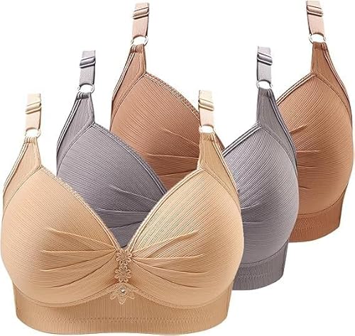 ZWDC 3er Pack BHS Damen Ohne Buegel Vollschalen Bequem Guter Halt Große Brüste Wirefree Super Push Up BH Gegen Hängebrust Brüste Klassische-BH Minimizer Bra von ZWDC