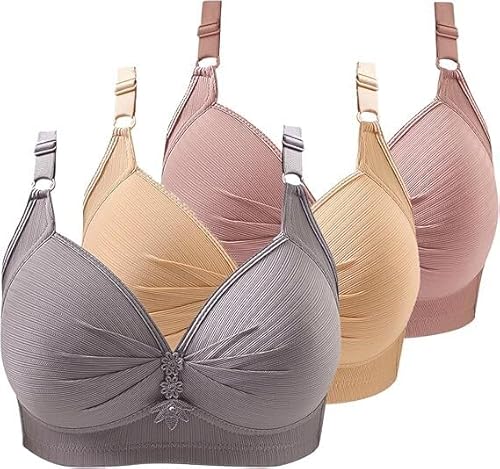 ZWDC 3er Pack BHS Damen Ohne Buegel Vollschalen Bequem Guter Halt Große Brüste Wirefree Super Push Up BH Gegen Hängebrust Brüste Klassische-BH Minimizer Bra von ZWDC