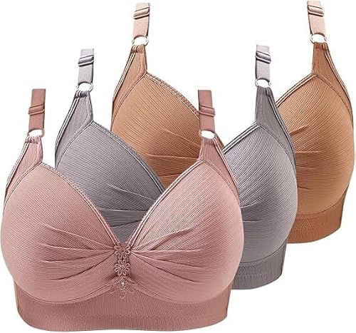 ZWDC 3er Pack BHS Damen Ohne Buegel Vollschalen Bequem Guter Halt Große Brüste Wirefree Super Push Up BH Gegen Hängebrust Brüste Klassische-BH Minimizer Bra von ZWDC