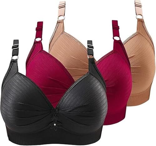 ZWDC 3er Pack BHS Damen Ohne Buegel Vollschalen Bequem Guter Halt Große Brüste Wirefree Super Push Up BH Gegen Hängebrust Brüste Klassische-BH Minimizer Bra ZWDC 3er Pack BHS Damen Ohne Buegel Vollschalen Bequem Guter Halt Große Brüste Wirefree Super Push Up BH Gegen Hängebrust Brüste Klassische-BH Minimizer Bra von ZWDC