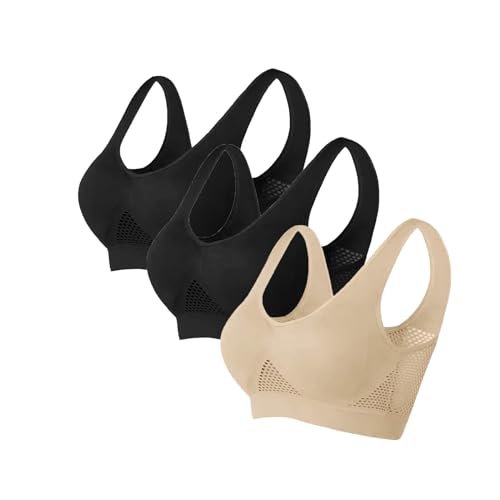 ZWDC 3er Pack Womens Strech Ohne Buegel Push up Yoga Sports BH Bra Top Set Fuer Fitnesstraining Polsterung Damen Seamless Sport BH mit Merfarben Wohlfühl-BH von ZWDC