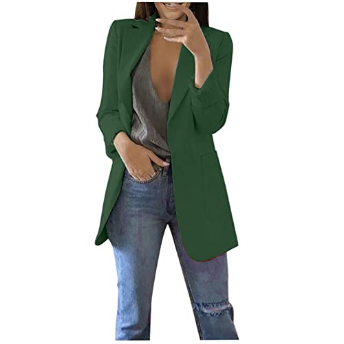 ZWDC Blazer für Damen Kurze Büro Jacke Sportlich Modern Anzüge Bolero Langarm Oberteil Elegant Revers Mantel Einfarbig Slim Fit Sakko Geschäft Freizeitmantel Wärmer Festliche Outwear XS-5XL von ZWDC