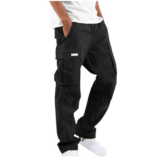 ZWDC Cargohose Herren Rote Hose Arbeitshosen Männer mit Taschen Cargohose Herren mit Reißverschluss Universal Fit Cargohose Herren Hose Baggy Arbeitshosen Dschungelcamp Hose von ZWDC