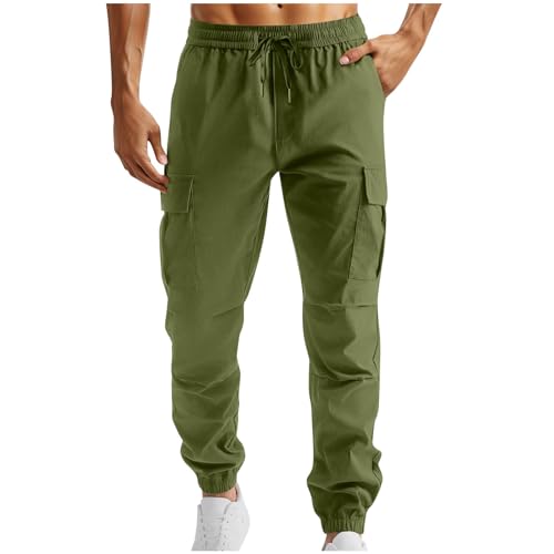 ZWDC Cargohose Herren Winter Arbeitshosen Mit 6 Taschen Lang Rangerhose Regular Fit Elastischer Bund Universal Fit von ZWDC