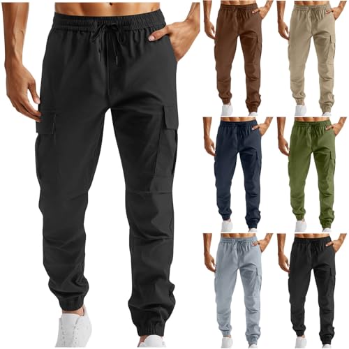 ZWDC Cargohose Herren Winter Arbeitshosen Männer mit 6 Taschen Herren Hose Lang Rangerhose Herren Hose Lang Regular Fit mit Taschen Elastischer Bund Universal Fit von ZWDC
