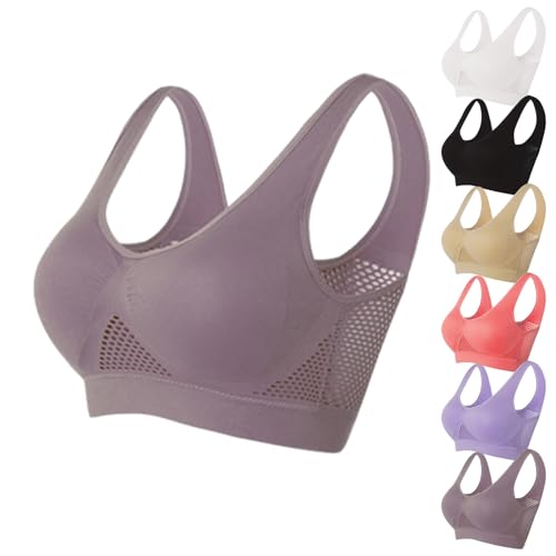 ZWDC Damen BH Große Größen Bra 2024 Neu Sport BH Ohne Bügel Atmungsaktiver und Leichter für Alltag Yoga Fitness Sport BH Damen Ohne Bügel Starker Halt für Damen von ZWDC