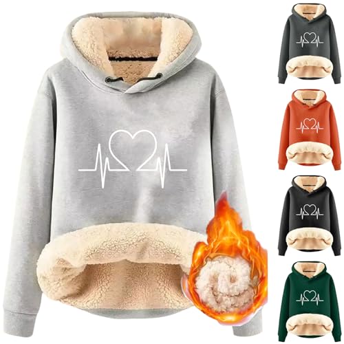 ZWDC Damen Hoodie Oversize Kapuzenpullover Fleece GefüTterte Sweatshirt Winter Warm Pullover Mit Kapuze Dicke Pullover Damen Fleecepullover Fleece Pulli Casual Sportlich LangarmshirtTeddyjacke von ZWDC