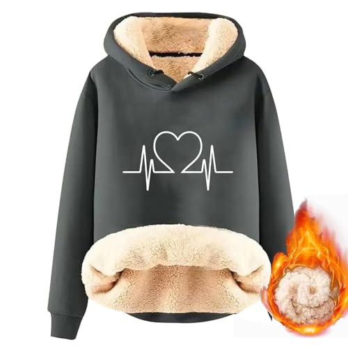 ZWDC Damen Hoodie Oversize Kapuzenpullover Fleece GefüTterte Sweatshirt Winter Warm Pullover Mit Kapuze Dicke Pullover Damen Fleecepullover Fleece Pulli Casual Sportlich LangarmshirtTeddyjacke von ZWDC