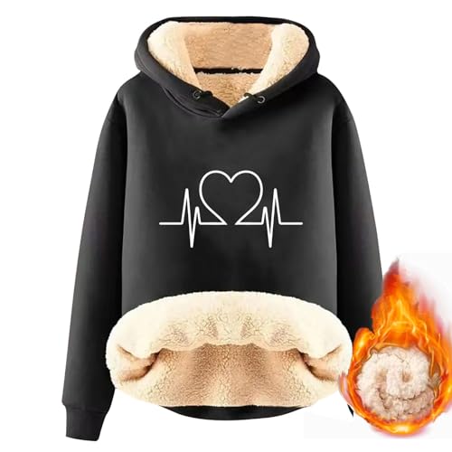 ZWDC Damen Hoodie Oversize Kapuzenpullover Fleece GefüTterte Sweatshirt Winter Warm Pullover Mit Kapuze Dicke Pullover Damen Fleecepullover Fleece Pulli Casual Sportlich LangarmshirtTeddyjacke von ZWDC