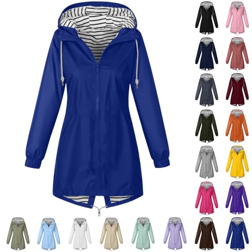 ZWDC Damen Regenjacke Kapuzenjacke Frauen Leichte Jacke mit Kapuze Taschen Outdoorjacke Windbreaker Übergangsmantel Funktionsjacke für Alltag Reisen Wandern Trekking von ZWDC