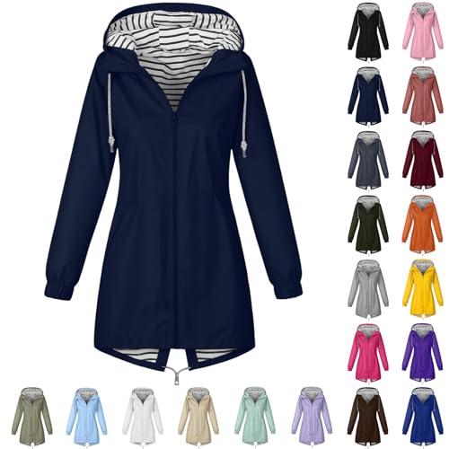 ZWDC Damen Regenjacke Kapuzenjacke Frauen Leichte Jacke mit Kapuze Taschen Outdoorjacke Windbreaker Übergangsmantel Funktionsjacke für Alltag Reisen Wandern Trekking von ZWDC