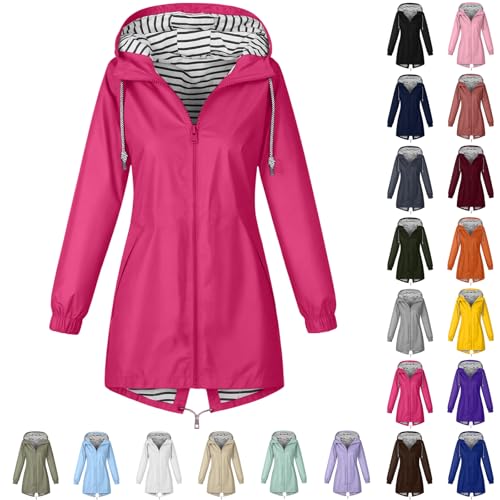ZWDC Damen Regenjacke Kapuzenjacke Frauen Leichte Jacke mit Kapuze Taschen Outdoorjacke Windbreaker Übergangsmantel Funktionsjacke für Alltag Reisen Wandern Trekking von ZWDC