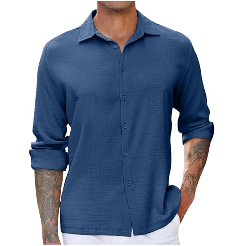 ZWDC Herren Business Casual Hemd Kurzarm Leinenshirt Texturiert Plissiert Einfarbig Revers Button Down Freizeithemd Businesshemd Sommer Regular Fit Bluse Langarm Revers Top ZWDC Herren Business Casual Hemd Kurzarm Leinenshirt Texturiert Plissiert Einfarbig Revers Button Down Freizeithemd Businesshemd Sommer Regular Fit Bluse Langarm Revers Top von ZWDC