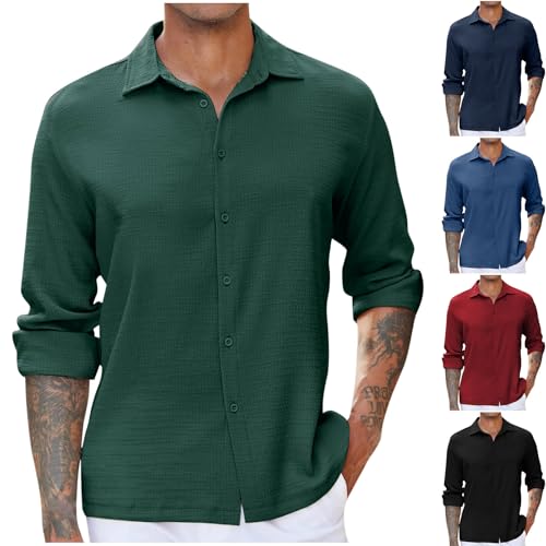 ZWDC Herren Business Casual Hemd Kurzarm Leinenshirt Texturiert Plissiert Einfarbig Revers Button Down Freizeithemd Businesshemd Sommer Regular Fit Bluse Langarm Revers Top ZWDC Herren Business Casual Hemd Kurzarm Leinenshirt Texturiert Plissiert Einfarbig Revers Button Down Freizeithemd Businesshemd Sommer Regular Fit Bluse Langarm Revers Top von ZWDC