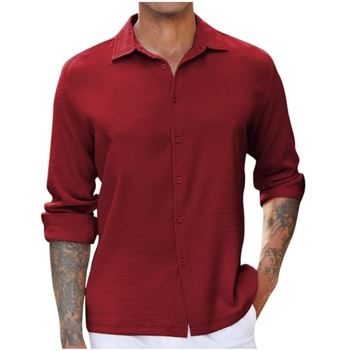 ZWDC Herren Business Casual Hemd Kurzarm Leinenshirt Texturiert Plissiert Einfarbig Revers Button Down Freizeithemd Businesshemd Sommer Regular Fit Bluse Langarm Revers Top ZWDC Herren Business Casual Hemd Kurzarm Leinenshirt Texturiert Plissiert Einfarbig Revers Button Down Freizeithemd Businesshemd Sommer Regular Fit Bluse Langarm Revers Top von ZWDC