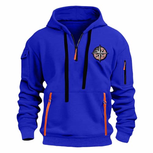 ZWDC Herren Hoodie Y2k Basic Jogging Sport Hoodie Kordelzug Mit Taschen Slim fit Reißverschluss Gym Pullover Herren-Kapuzenpullover für Outdoor von ZWDC