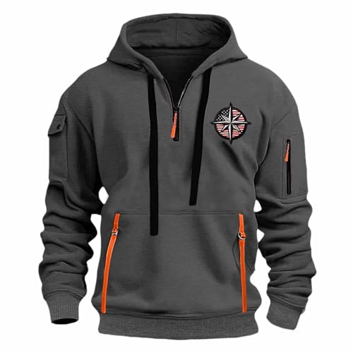 ZWDC Herren Hoodie Y2k Basic Jogging Sport Hoodie Kordelzug Mit Taschen Slim fit Reißverschluss Gym Pullover Herren-Kapuzenpullover für Outdoor von ZWDC