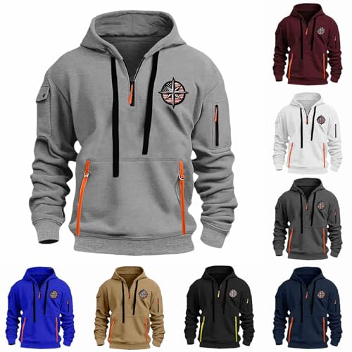 ZWDC Herren Hoodie Y2k Basic Jogging Sport Hoodie Kordelzug Mit Taschen Slim fit Reißverschluss Gym Pullover Herren-Kapuzenpullover für Outdoor von ZWDC