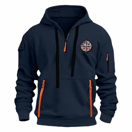 ZWDC Herren Hoodie Y2k Basic Jogging Sport Hoodie Kordelzug Mit Taschen Slim fit Reißverschluss Gym Pullover Herren-Kapuzenpullover für Outdoor von ZWDC