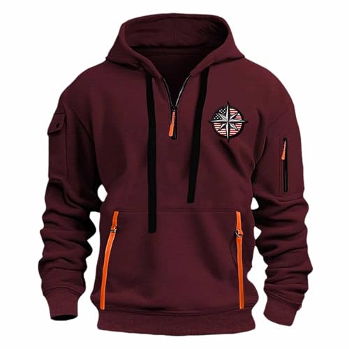 ZWDC Herren Hoodie Y2k Basic Jogging Sport Hoodie Kordelzug Mit Taschen Slim fit Reißverschluss Gym Pullover Herren-Kapuzenpullover für Outdoor von ZWDC