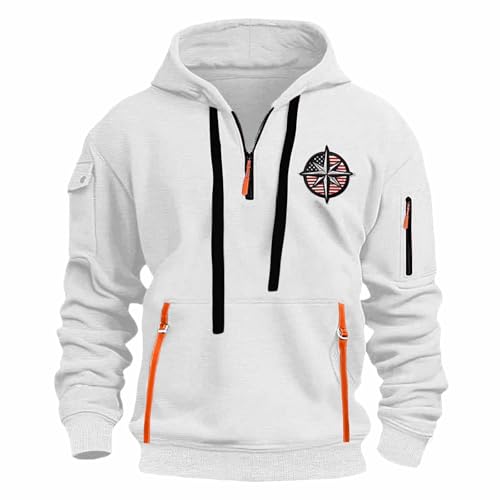 ZWDC Herren Hoodie Y2k Basic Jogging Sport Hoodie Kordelzug Mit Taschen Slim fit Reißverschluss Gym Pullover Herren-Kapuzenpullover für Outdoor von ZWDC