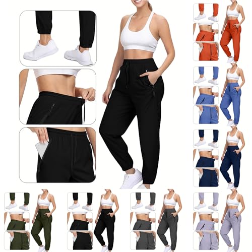 ZWDC Jogginghose Damen Sporthose Baumwolle für Frauen Sweathose Jogging Hose Mädchen Trainingshosen Slim Fit Jogger Sweatpants Lang Freizeithose Laufhosen für Damen Kordelzug Trainingshose von ZWDC