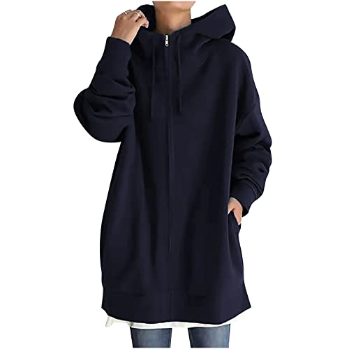 ZWDC Kapuzenjacke Hoodie Damen Oversize Lang Sweatjacke Mit Kapuze Lose Herbst Winter Winddicht Warm Mantel Outdoor Leichte Fleecejacke Mit Taschen Windjacke Kapuzenpullover Strickjacke für Alltag ZWDC Kapuzenjacke Hoodie Damen Oversize Lang Sweatjacke Mit Kapuze Lose Herbst Winter Winddicht Warm Mantel Outdoor Leichte Fleecejacke Mit Taschen Windjacke Kapuzenpullover Strickjacke für Alltag von ZWDC