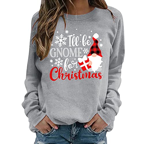 ZWDC Prime Deal Days-Weihnachten Frauen Shirt Langarm Top Rundhalsausschnitt Sweatshirt Casual Herbst Mode Pullover Fit T Shirt Tops Lässiger bequemer Pullover Damen Mode Pullover von ZWDC