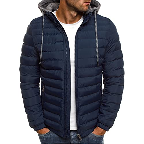 ZWDC Winterjacke Herren Daunenjacke mit Kapuze Warm Jacke Leichte Steppjacke Winter Herren-Jacken Bequeme Kapuzenjacke Casual Jacket Basic Übergangsjacke Outdoor Softshelljacke für Alltag von ZWDC