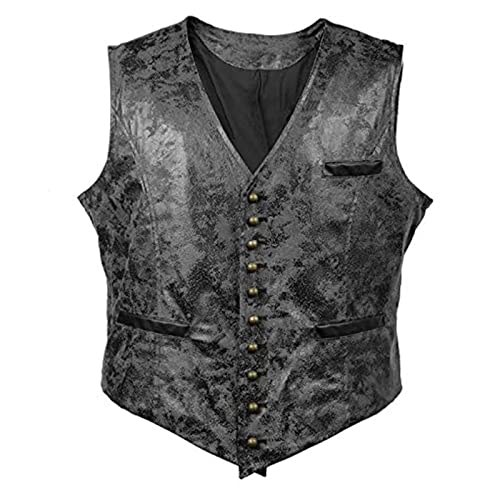 ZWEBY Herren Gilet Weste Männer Vintage Single Breasted ärmellose Herrenweste Leder Männer Frühling und Herbst (Farbe : Black, Size : L) von ZWEBY