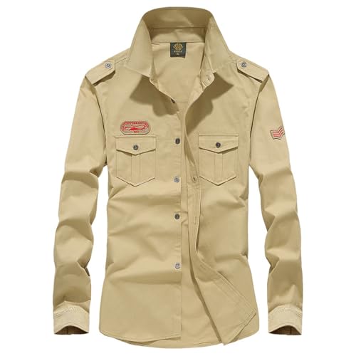 ZWENDE Outdoorhemd Herren Retro Schutz Safari Hemd Langarm Militärisches Hemd Frühling Combat Hemd Slim Fit Revers Taktisches Hemd Herren B-Khaki1 XXL ZWENDE Outdoorhemd Herren Retro Schutz Safari Hemd Langarm Militärisches Hemd Frühling Combat Hemd Slim Fit Revers Taktisches Hemd Herren B-Khaki1 XXL von ZWENDE