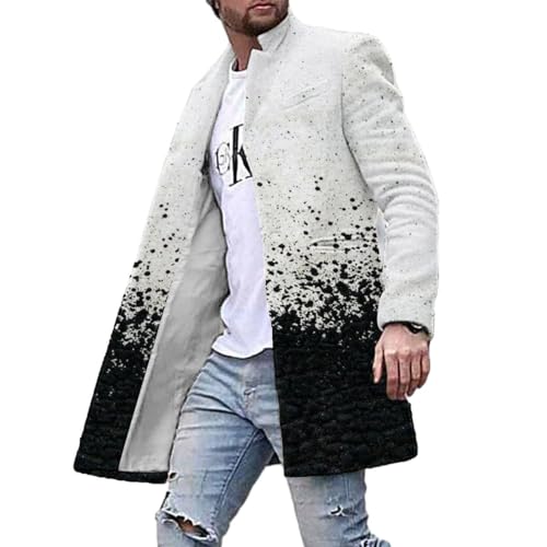ZWENDE Tweed-Mantel Herren Winter Slim Fit Wollmantel Business Casual Langarm Jacke Mittlere Länge Mantel Streetstyle Druck Jacke Herren XLDY-17 S von ZWENDE