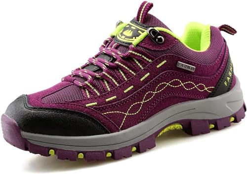 Unisex Low-Top Outdoor Wanderschuhe Reisen Walking Atmungsaktive Turnschuhe für Männer und Frauen,35,Purple von ZWESKUX