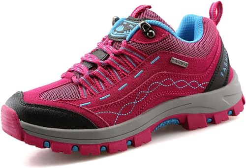 Unisex Low-Top Outdoor Wanderschuhe Reisen Walking Atmungsaktive Turnschuhe für Männer und Frauen,36,Rosa von ZWESKUX