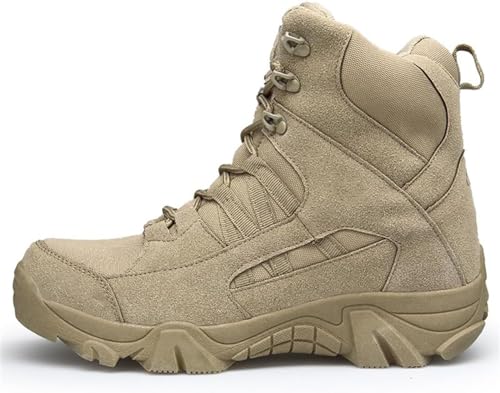 ZWESKUX Beige High-Top-Wanderschuhe, große Größe, Damen, wasserdichte Bergstiefel, Herren, Kampf, rutschfest, verschleißfest, Bergsteigen, taktische Stiefel,39,Beige von ZWESKUX