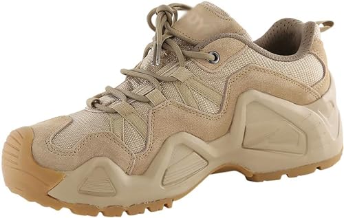 ZWESKUX Herren-Low-Top-Trekking- und Wanderschuhe, Outdoor-Camping-Schuhe, Kampfstiefel, rutschfeste Trainings-Taktikstiefel,39,Beige von ZWESKUX