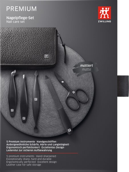 ZWILLING Beauty Nagelpflege Set Leder schwarz 5-teilig mit Nagelschere 1 Stk. von ZWILLING Beauty