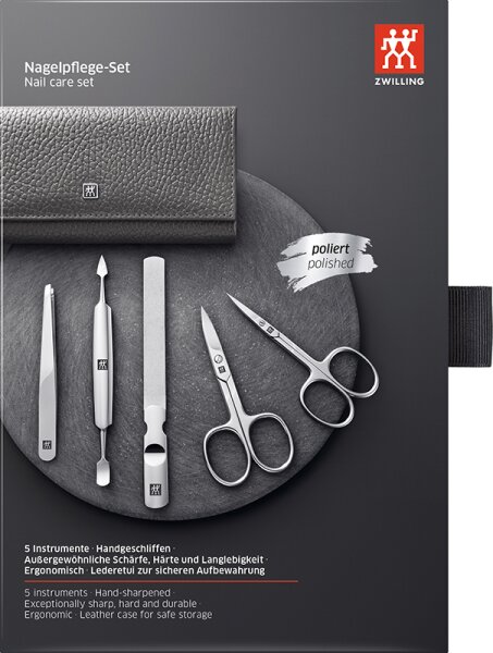 Zwilling Druckknopf-Etui, Leder, 5-tlg. Anthrazit 1 Stk. Zwilling Druckknopf-Etui, Leder, 5-tlg. Anthrazit 1 Stk. von ZWILLING Beauty