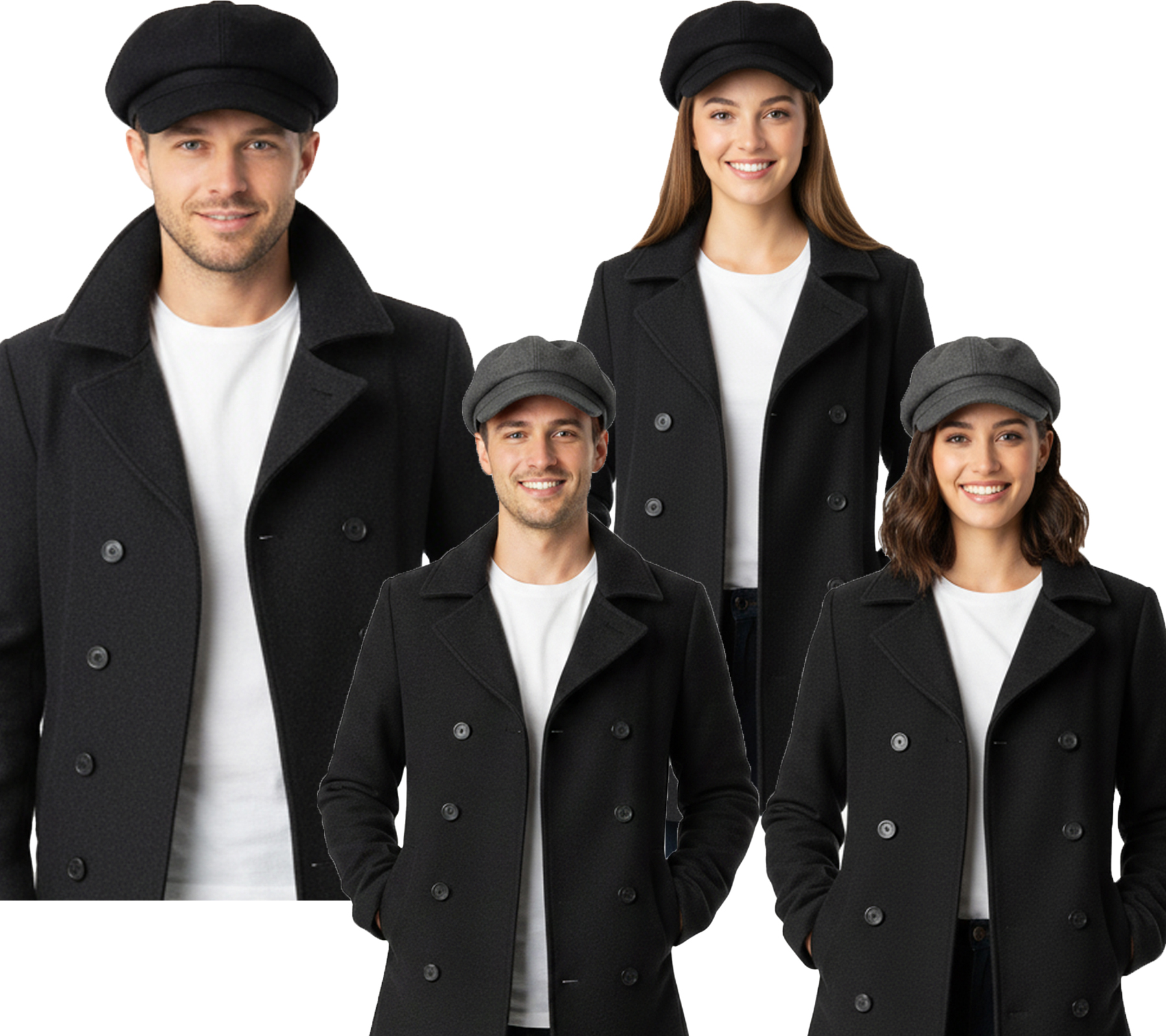 ZWILLINGSHERZ Ballon-Mütze im Filz-Style Baker-Boy-Mütze Kopfbedeckung Sommer-Cap Schirm-Mütze KL3888 Grau oder Schwarz von ZWILLINGSHERZ