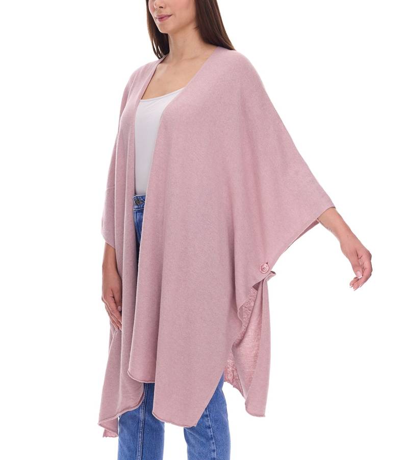 ZWILLINGSHERZ Damen Poncho mit Kaschmir hochwertiges Cape Tunika mit Ärmeln 8029P Altrosa von ZWILLINGSHERZ