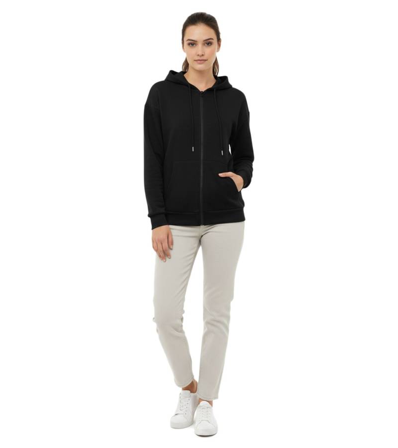ZWILLINGSHERZ Damen Sweat-Jacke mit Kapuze Zip-Hoodie mit Taschen 46094-3 Schwarz von ZWILLINGSHERZ
