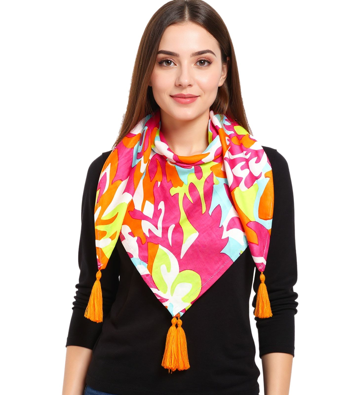 ZWILLINGSHERZ Flower Power Vierecks-Tuch mit Blumen im Retro Look Mode-Tuch 3016Q-0208-100 Pink/Bunt von ZWILLINGSHERZ