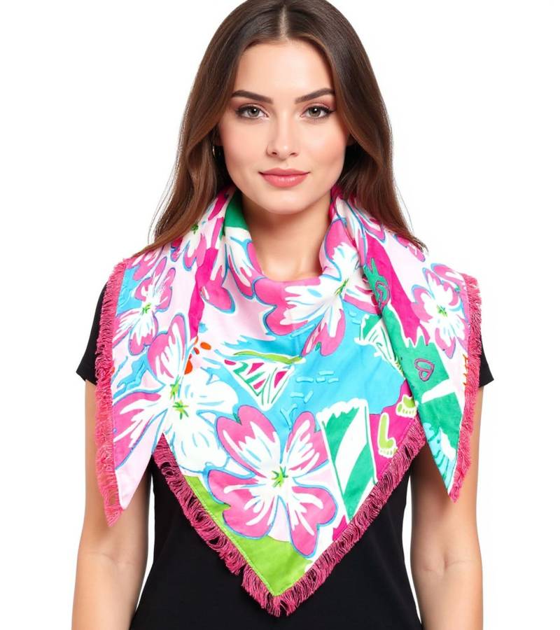 ZWILLINGSHERZ Lovely Flower Dreiecks-Tuch mit buntem Blütenmuster Mode-Tuch 30012-21 Pink/Bunt von ZWILLINGSHERZ