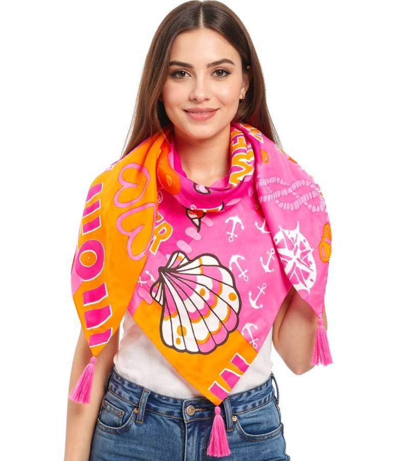 ZWILLINGSHERZ Meer Anker Mix Dreiecks-Tuch im maritimen Design und Statement Print Mode-Tuch 30021-4 Pink/Orange/Bunt von ZWILLINGSHERZ
