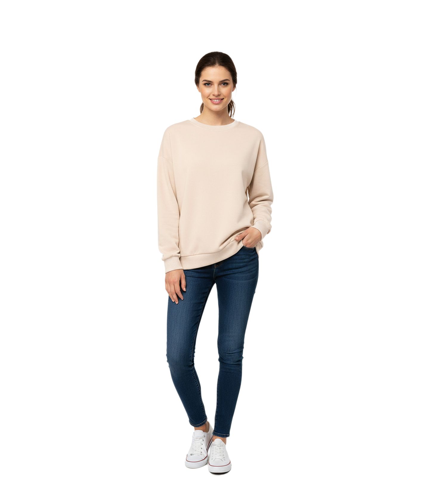 ZWILLINGSHERZ Pullover Damen Sweat-Pullover schlichter Winter-Pulli mit Rundhals 46092-29 Beige von ZWILLINGSHERZ