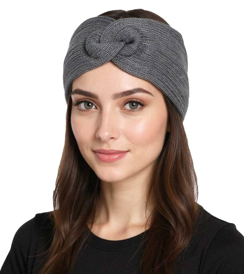 ZWILLINGSHERZ Strick-Stirnband Kaschmir-Stirnband Kopfbedeckung Feinstrick Winter-Stirnband Accessoire 8007 Anthrazit von ZWILLINGSHERZ